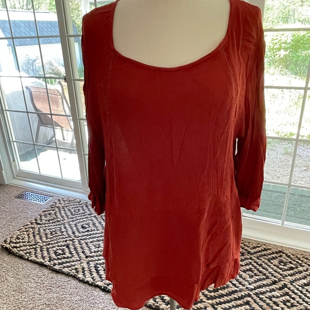 Rust orange peasant top